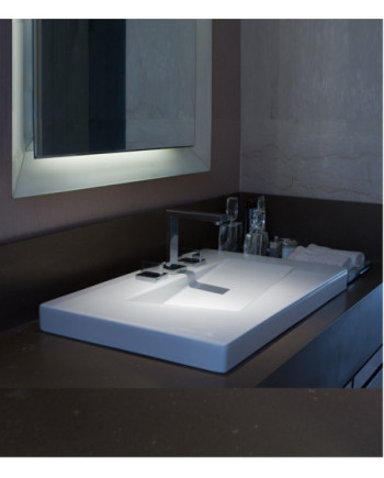 Lavatório L89.17 Pousar Branco Brilhante com Válvula Oculta 760*460*115mm | Domus banho