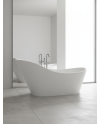 Banheira de centro freestanding branca em acríilico reforçado 170x72cm design escultural moderno