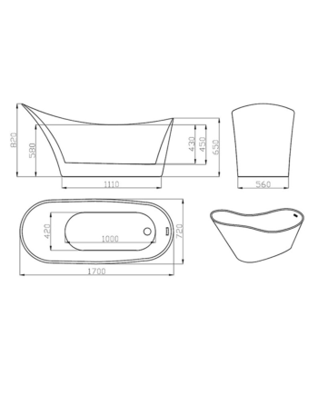 Banheira de centro freestanding branca avar desenho tecnico