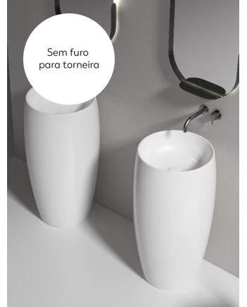 Lavatório de coluna GLOBO branco — detalhe da bacia