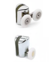 Kit de carretos para resguardo/cabine de duche, vidro 5/6 mm, 2 carretos duplos e 2 inferiores, suporte de fixação ao vidro