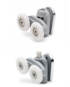 Kit de carretos duplos para resguardo/cabine de duche, com 2 superiores e 2 inferiores com mola, suporte de fixação ao vidro
