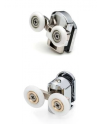 Kit de carretos duplos para resguardo/cabine de duche, vidro 5/6 mm, com 2 superiores e 2 inferiores com mola