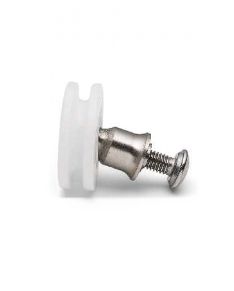 Roldana com ranhura e perno com rótula para resguardo/cabine de duche, vidro 5/6 mm, suporte de fixação ao vidro
