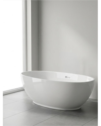 Banheira de centro freestanding branca em acrílico San num wc claro e moderno