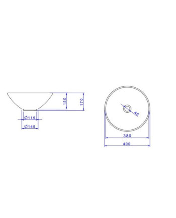 Lavatório L55.17 Pousar Branco Redondo Ø400mm | Formato tigela | Domus Banho